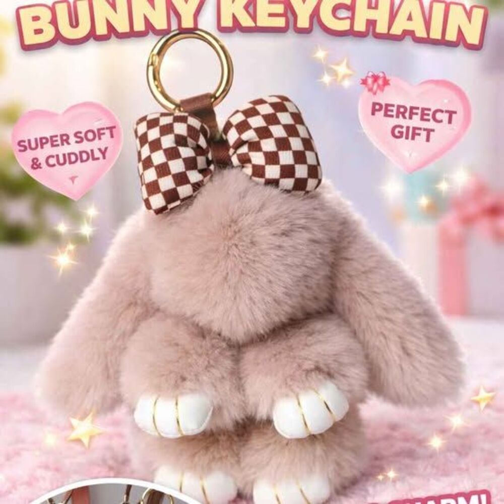 Cute Plush Bunny Keychain – Soft Fluffy Rabbit Bag Charm, Adorable Gift for Kids